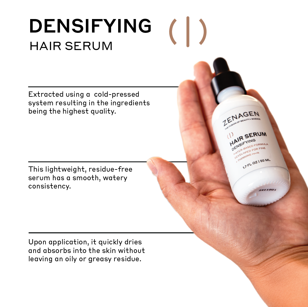 overview of features and benefits of zenagen thickening densifying hair serum