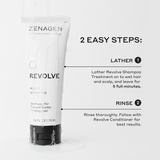 Zenagen Revolve Men's Shampoo tube with usage instructions on a white background