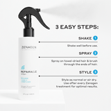 Zenagen repairacle spray bottle with usage instructions on a white background