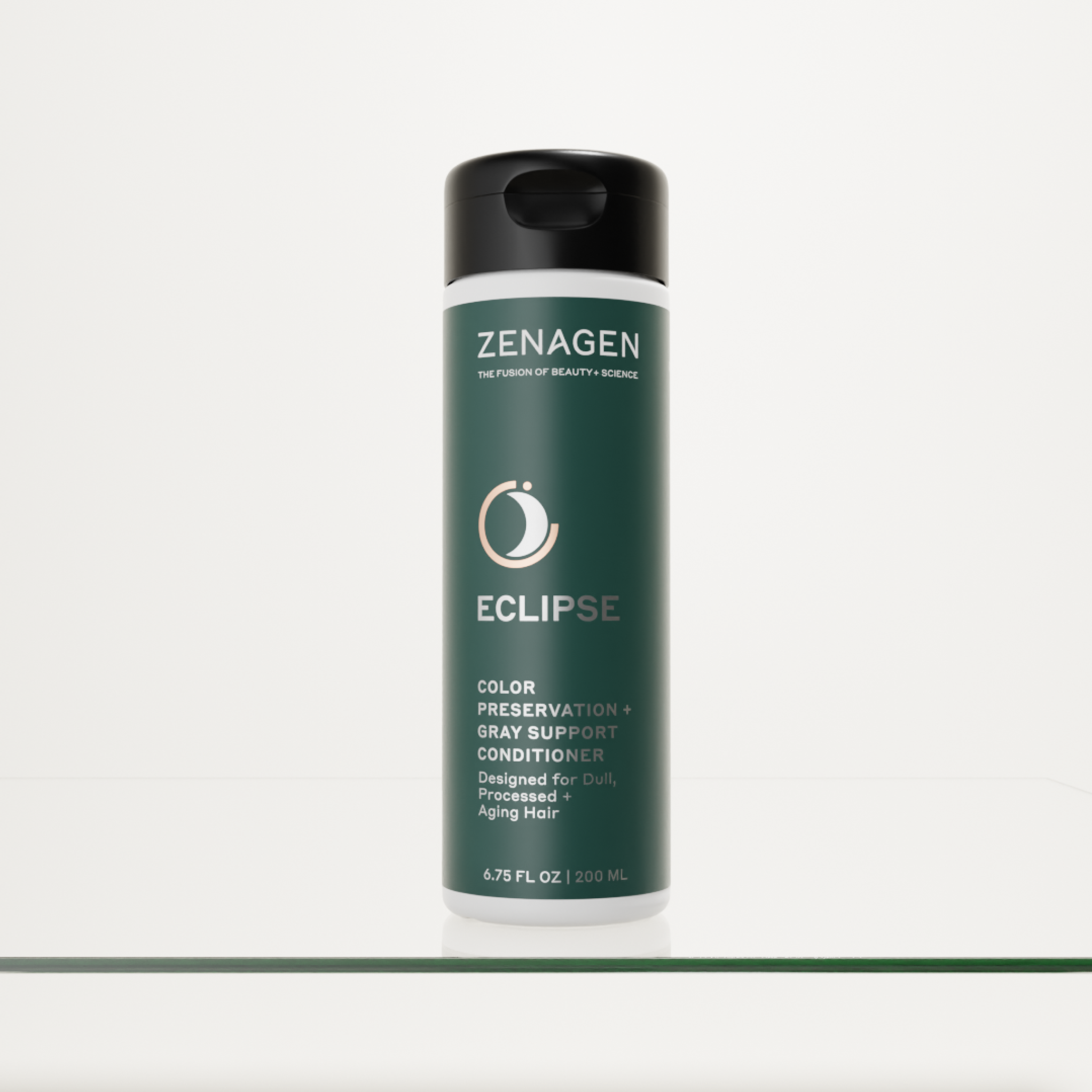 Zenagen Eclipse Color Preservation + Gray Support Conditioner 6.75 oz bottle, professional conditioner designed to help maintain vibrant-looking color and smooth texture in aging hair.