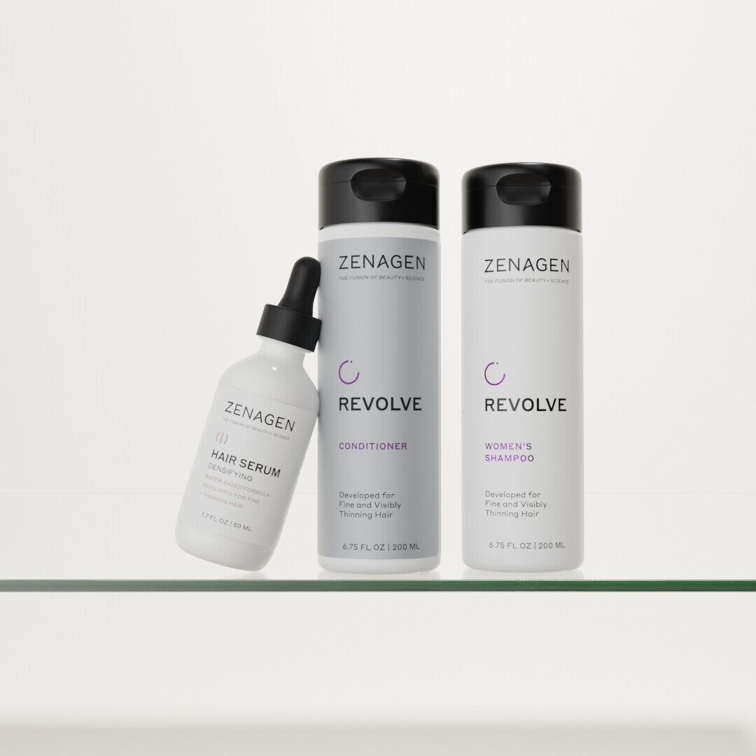 zenagen women's trio kit with shampoo conditioner and serum for fine and visibly thinning hair