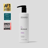 Zenagen Revolve Women’s Shampoo 16 oz professional pump bottle for fine and visibly thinning hair, salon-quality formula that supports scalp health and visibly fuller, denser-looking hair.