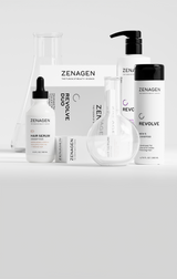 Zenagen Revolve Men's Shampoo and Densifying Hair Serum collection for fine, thinning hair, promoting fuller-looking hair, volume, and scalp care.