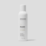 Zenagen RE:ZEN Dry Shampoo aerosol spray for all hair types, lightweight formula that absorbs oil, refreshes hair, eliminates odor, and adds texture without residue.