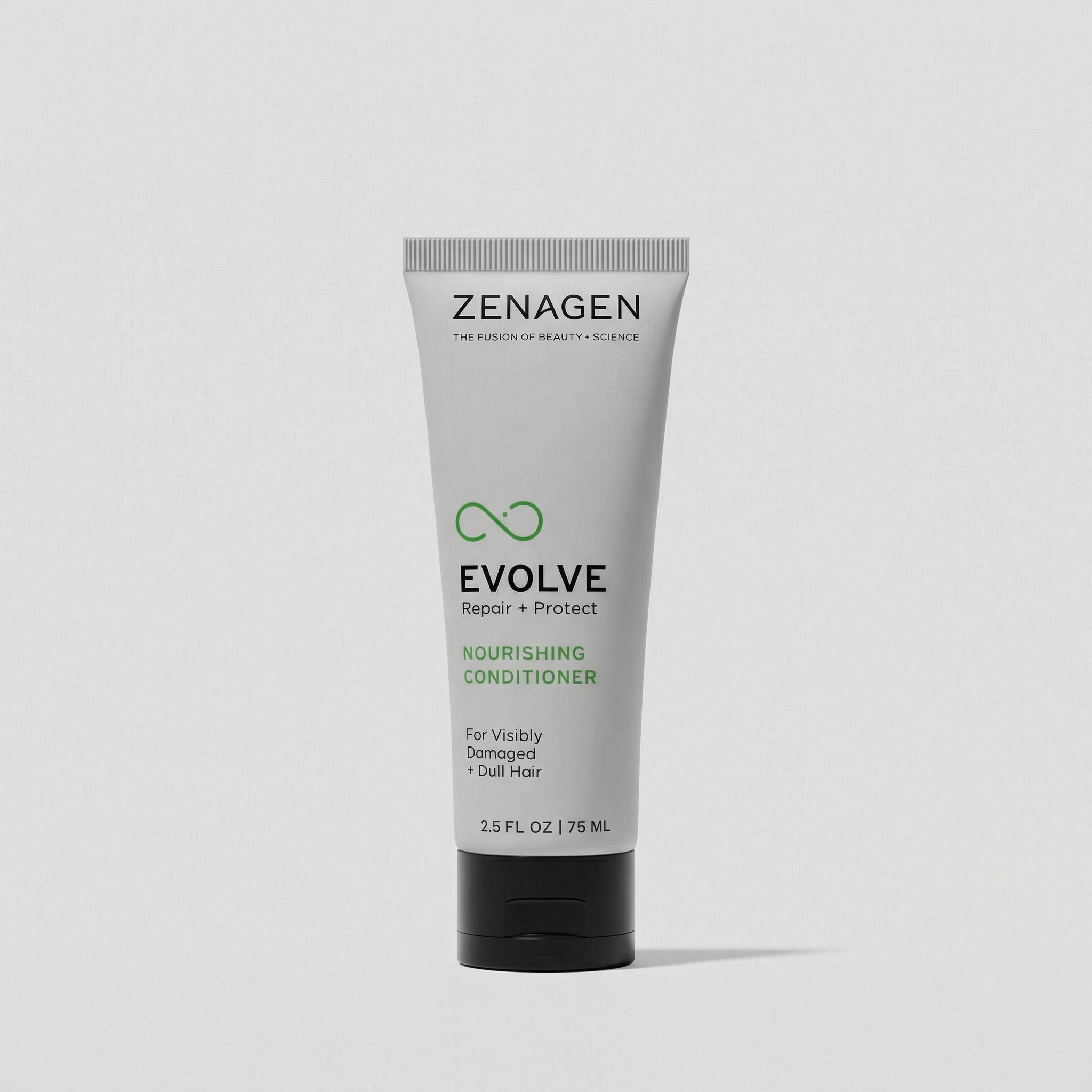 Zenagen Evolve Nourishing Conditioner 2.5 oz travel size, lightweight conditioning formula for visibly damaged and dull hair that promotes softer, more manageable-looking results.