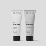 Zenagen Revolve Women’s Shampoo and Conditioner travel duo for fine and visibly thinning hair, scalp-focused cleansing and hydration system