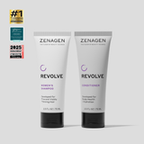 Zenagen Revolve Women's Travel Size Shampoo and Conditioner Duo, 2.5 fl oz, compact hair care system for fine and thinning hair, designed for scalp hydration and fuller-looking volume.
