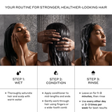How to use Zenagen Evolve Nourishing Conditioner—apply to mid-lengths and ends, leave on for 1 to 3 minutes, then rinse thoroughly.