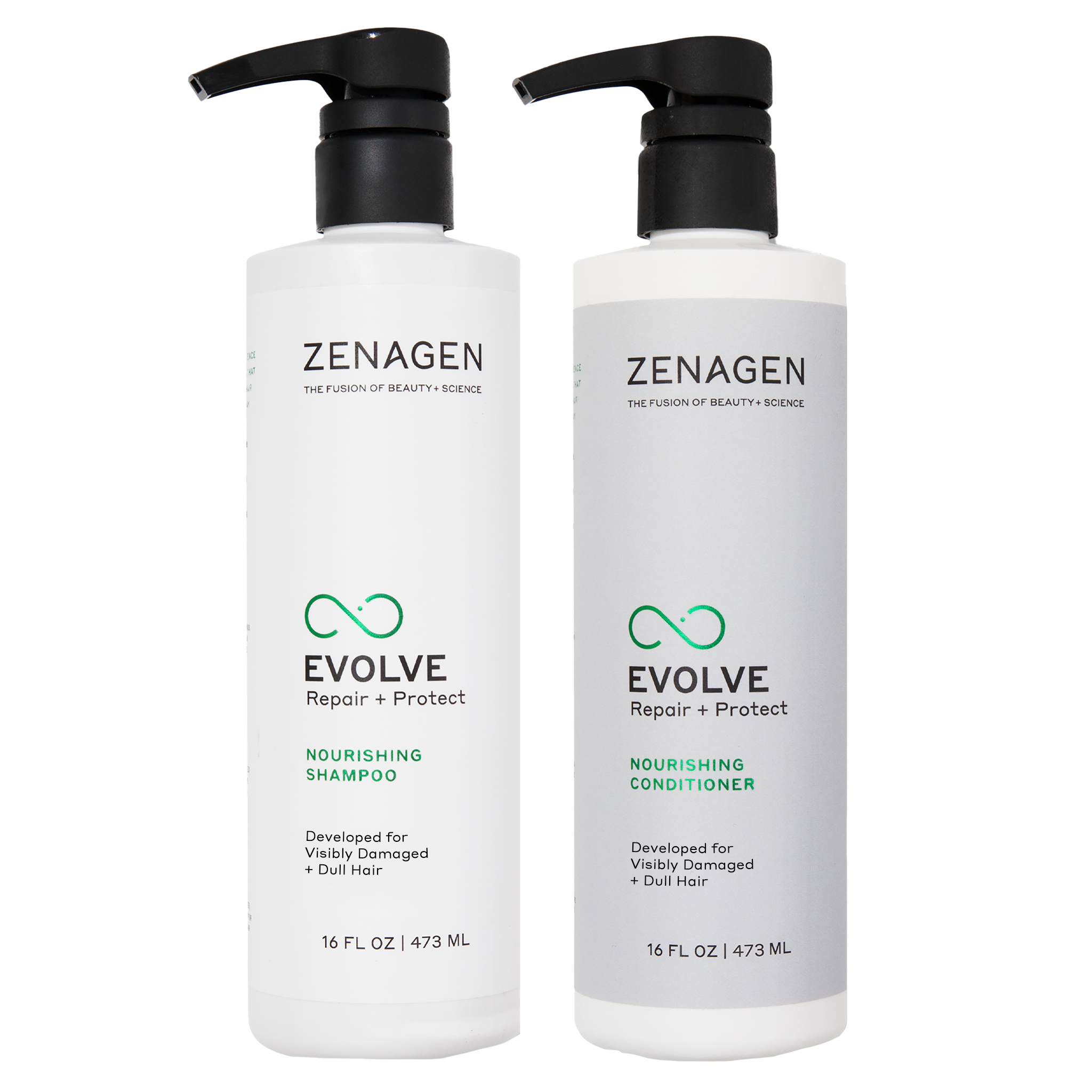 Evolve 16oz Hair Repair Shampoo and Hair Repair Conditioner Duo Package by Zenagen