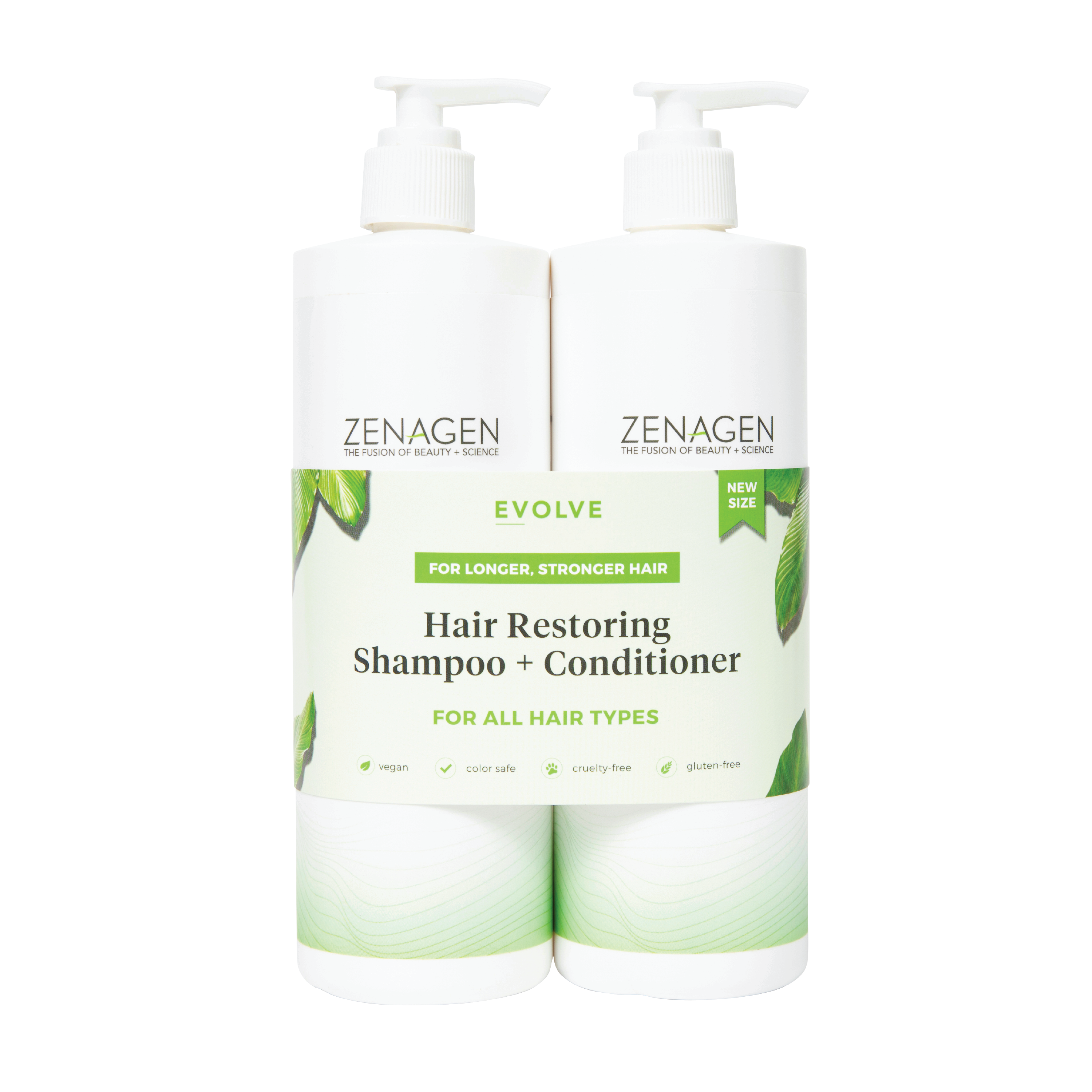 Evolve 16oz Hair Repair Shampoo and Hair Repair Conditioner Duo Package by Zenagen